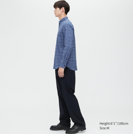 Фланелевая рубашка в клетку UNIQLO 1159780004 (Синий, M)