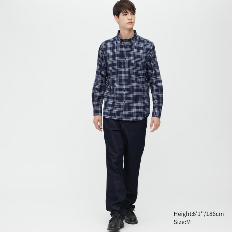 Фланелевая рубашка в клетку UNIQLO 1159782219 (Синий, M)