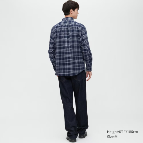 Фланелевая рубашка в клетку UNIQLO 1159782219 (Синий, M)