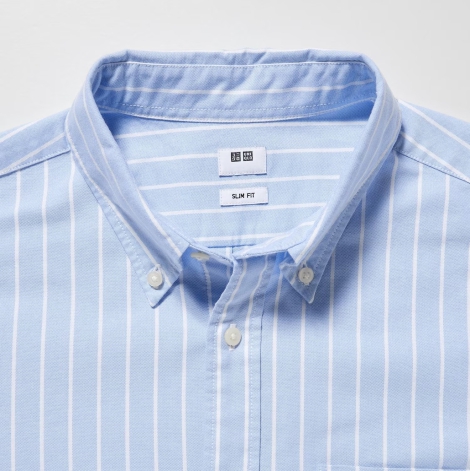 Стильная рубашка в полоску UNIQLO 1159793630 (Голубой, S)