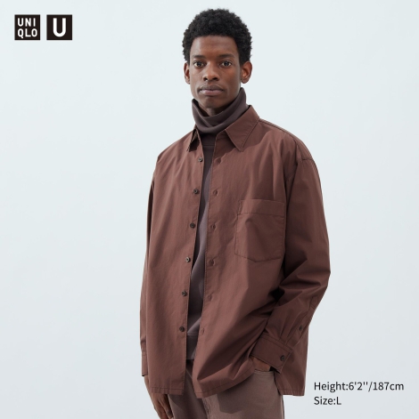 Стильна сорочка UNIQLO на ґудзиках 1159797570 (Коричневий, M)