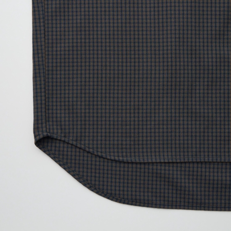 Рубашка оверсайз из твила UNIQLO в клетку 1159799210 (Серый, M)