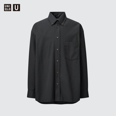 Сорочка оверсайз із твила UNIQLO 1159799344 (Сірий, XL)