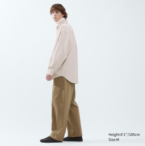 Рубашка оверсайз из твила UNIQLO 1159801887 (Бежевый, M)