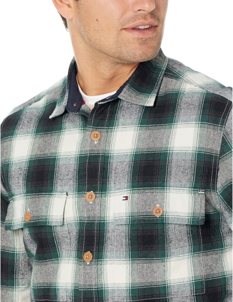 Мужская рубашка в клетку Tommy Hilfiger 1159804385 (Зеленый, M)