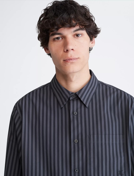 Чоловіча сорочка Calvin Klein у смужку 1159806280 (Чорний, XS)