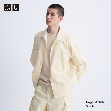 Стильна сорочка UNIQLO на ґудзиках 1159811885 (Молочний, M)