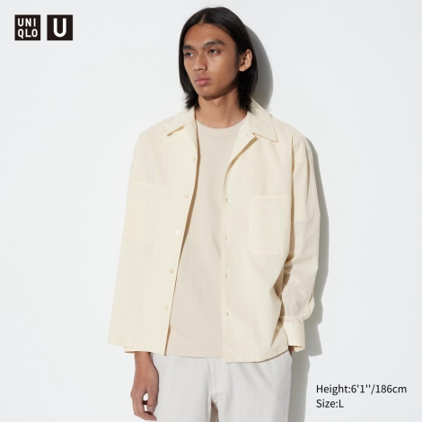 Стильна сорочка UNIQLO на ґудзиках 1159811885 (Молочний, M)