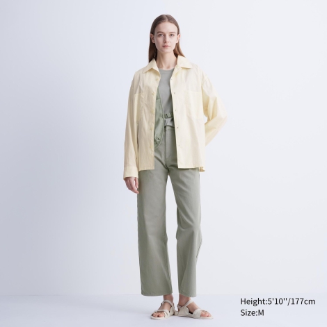 Стильна сорочка UNIQLO на ґудзиках 1159811885 (Молочний, M)