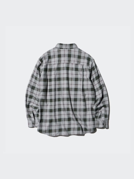 Фланелевая рубашка UNIQLO в клетку 1159829422 (Серый 3XL)