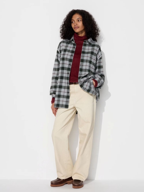 Фланелевая рубашка UNIQLO в клетку 1159829422 (Серый 3XL)