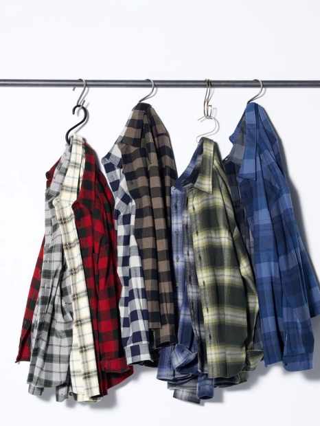 Фланелевая рубашка UNIQLO в клетку 1159829422 (Серый 3XL)