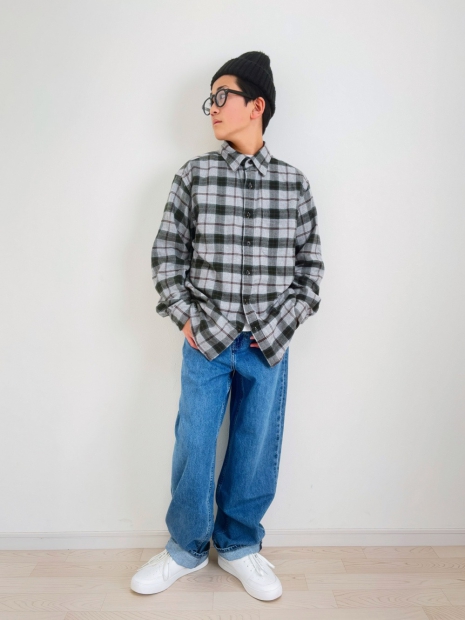 Фланелевая рубашка UNIQLO в клетку 1159829422 (Серый 3XL)
