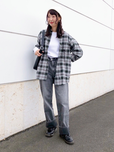 Фланелевая рубашка UNIQLO в клетку 1159829422 (Серый 3XL)