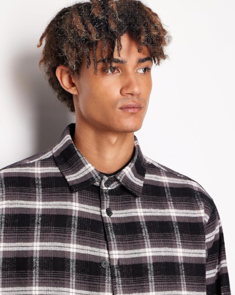 Фланелева сорочка Armani Exchange з принтом 1159834375 (Сірий S)