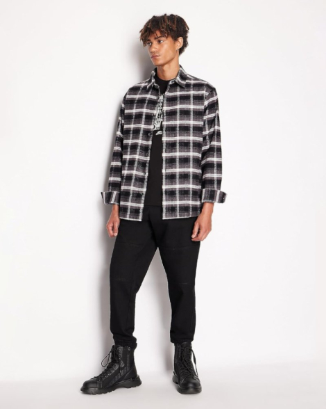 Фланелева сорочка Armani Exchange з принтом 1159834375 (Сірий S)