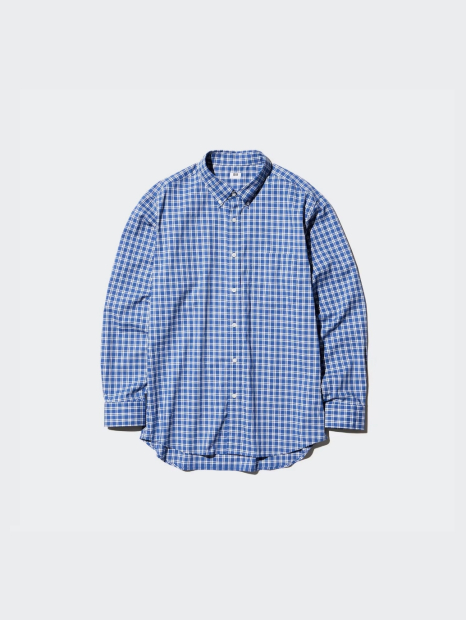 Стильная рубашка в клетку UNIQLO 1159835643 (Синий XXL)