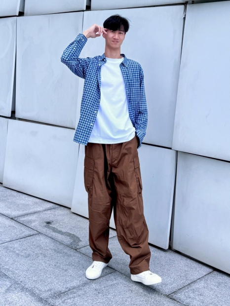 Стильная рубашка в клетку UNIQLO 1159835643 (Синий XXL)