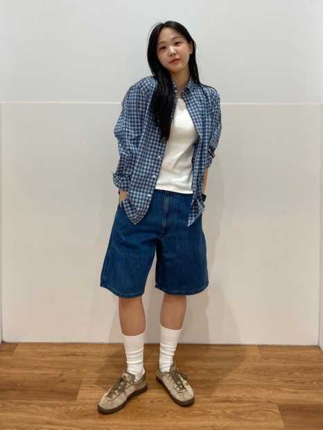 Стильная рубашка в клетку UNIQLO 1159835643 (Синий XXL)