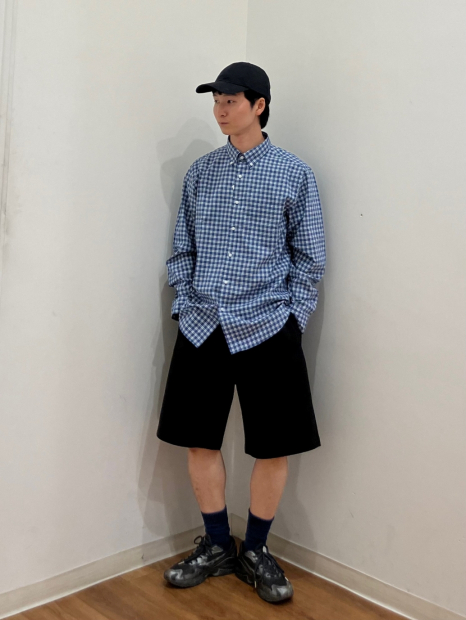 Стильная рубашка в клетку UNIQLO 1159835643 (Синий XXL)