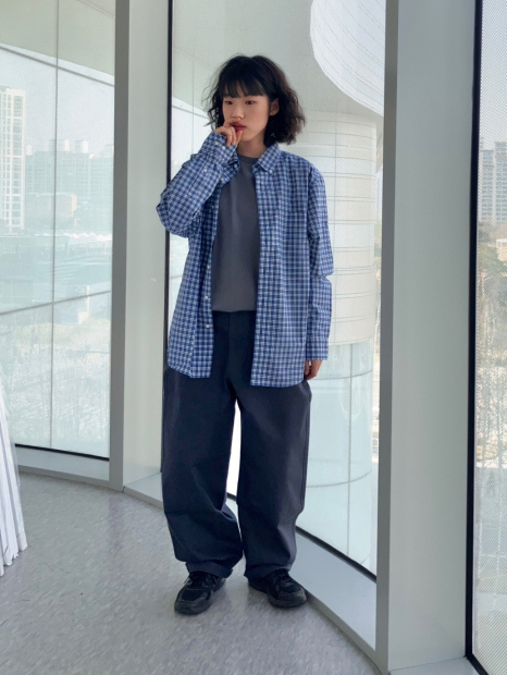 Стильная рубашка в клетку UNIQLO 1159835643 (Синий XXL)