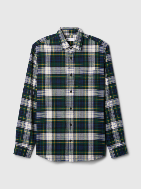 Мужская фланелевая рубашка GAP в клетку 1159836429 (Зеленый S)