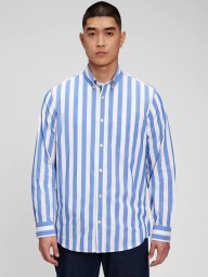 Мужская рубашка в полоску GAP 1159766664 (Белый/Синий, L)