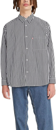 Мужская рубашка в полоску Levi's на пуговицах 1159779305 (Белый/Серый, S)