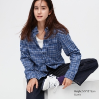 Фланелевая рубашка в клетку UNIQLO 1159780004 (Синий, M)