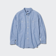Джинсовая рубашка на пуговицах UNIQLO 1159783927 (Голубой, XL)