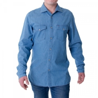 Мужская джинсовая рубашка Tommy Hilfiger на кнопках 1159786388 (Синий, M)