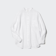 Рубашка льняная UNIQLO на пуговицах 1159786426 (Белый, S)