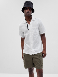 Льняная мужская рубашка GAP с коротким рукавом 1159791285 (Белый, XL)