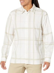Мужская рубашка в клетку Calvin Klein на пуговицах 1159800368 (Белый, L)