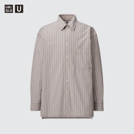 Стильная рубашка оверсайз в полоску UNIQLO U 1159801858 (Серый, XS)