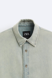 Чоловіча джинсова сорочка Zara 1159803137 (Блакитний, S/M)