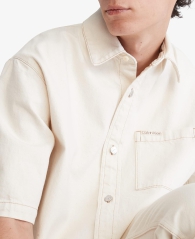 Мужская джинсовая рубашка Calvin Klein с коротким рукавом 1159803413 (Бежевый, XXL)
