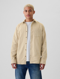 Мужская фланелевая рубашка GAP 1159833189 (Бежевый M)