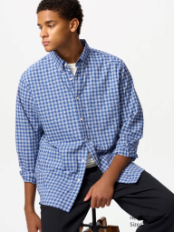Стильная рубашка в клетку UNIQLO 1159835643 (Синий XXL)
