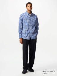 Стильная рубашка в клетку UNIQLO 1159835643 (Синий XXL)