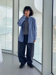 Стильная рубашка в клетку UNIQLO 1159835643 (Синий XXL)