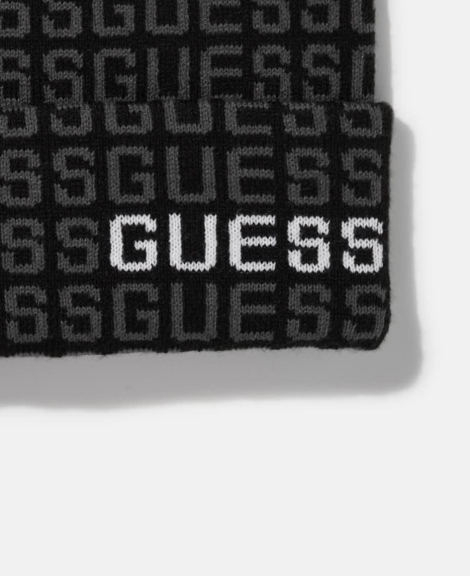 Вязаная шапка-бини Guess с логотипом 1159812115 (Черный, One size)