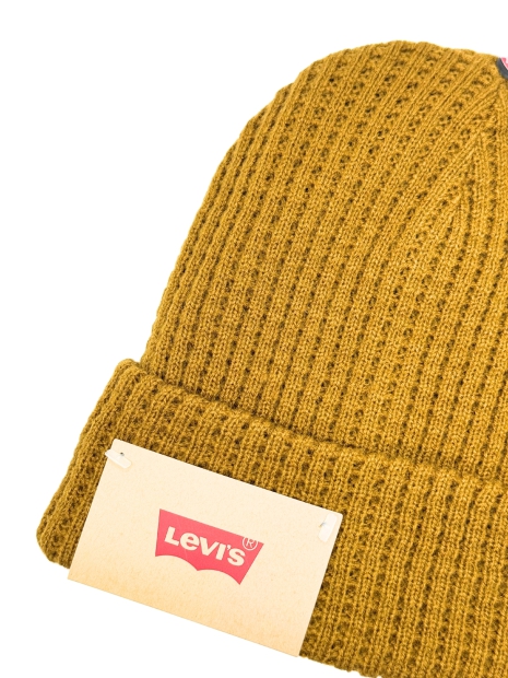 Двусторонняя вязаная шапка Levi's с логотипом 1159815273 (Коричневый One size)