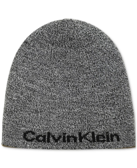 Стильна двостороння шапка Calvin Klein біні з логотипом 1159817580 (Чорний/Сірий One size)