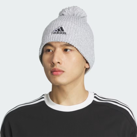 В'язана шапка-біні Adidas з логотипом та помпоном 1159822713 (Сірий One size)