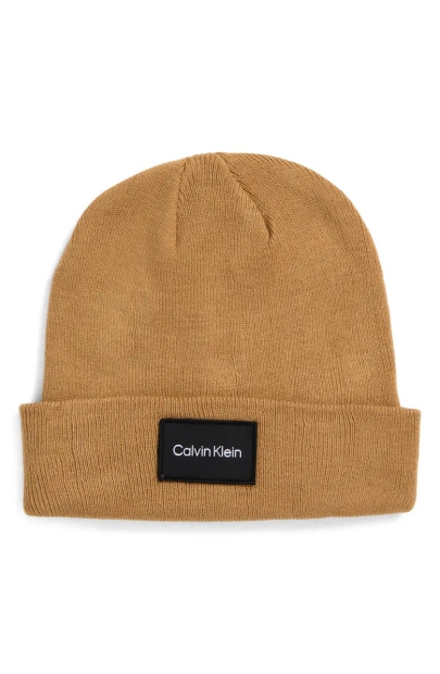 Стильная шапка-бини Calvin Klein с логотипом 1159822877 (Коричневый One size)