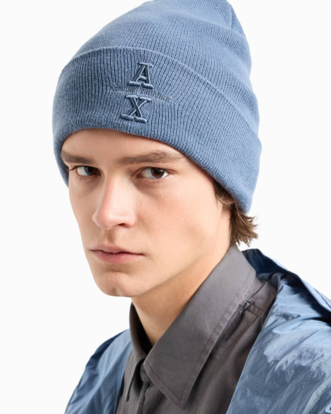 Стильная шапка-бини Armani Exchange 1159836196 (Синий One size)