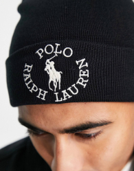 Мужская шапка-бини Polo Ralph Lauren с вышитым логотипом 1159787441 (Черный, One size)