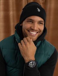 Шапка бини U.S. Polo Assn с вышитым логотипом 1159800955 (Черный, One size)