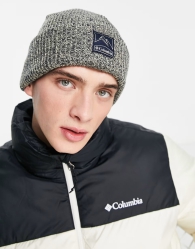 Теплая вязаная шапка бини Columbia с логотипом 1159812014 (Бежевый/Синий, One size)